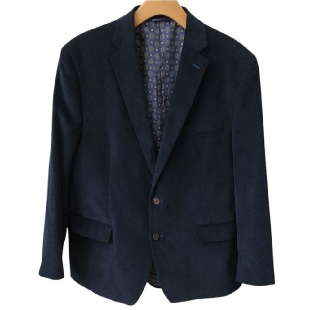 Lauren Ralph Lauren Navy Corduroy Sport Coat Suede Elbow Patches Mens 48R EUC